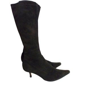 [SOLD] Jimmy Choo London Womens Black Suede Knee Point Toe Boots EU 37 Witchcore